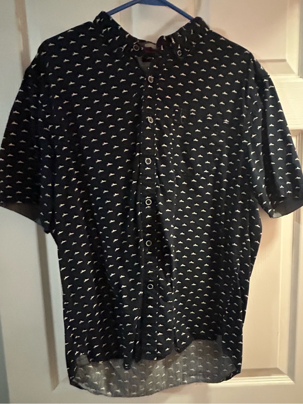 Heritage Black Short-Sleeve Button-Up with White Micro Pattern